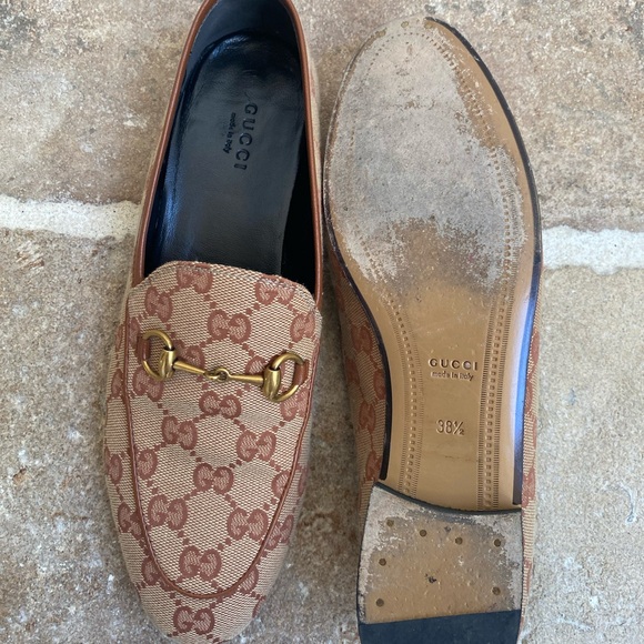 Authentic Gucci Canvas Monogram Jordaan Loafers - Picture 2 of 6